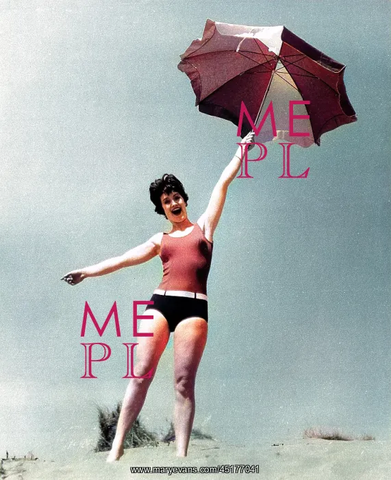  : Woman on beach with sunshade