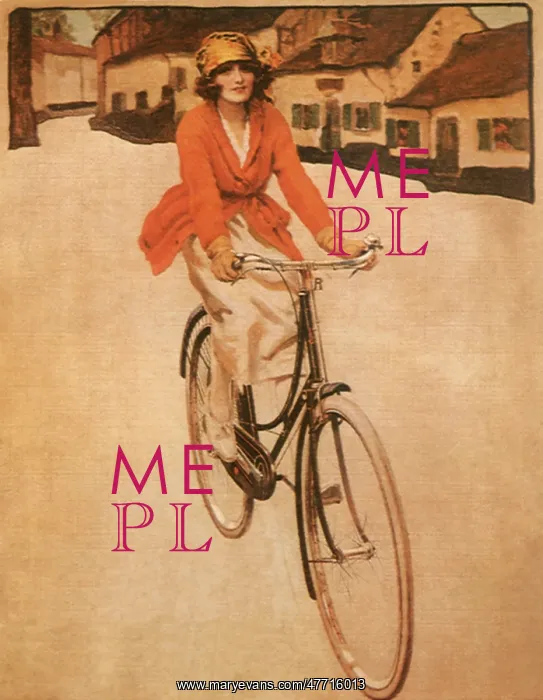 : Woman Biking in Town : Woman Biking in Town