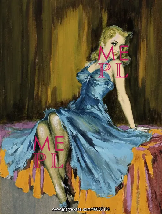 : Woman in a blue dress by David Wright : Woman in a blue dress by David Wright