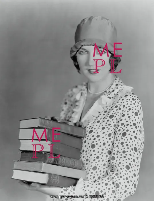 : Woman with books, ready to study : Woman with books, ready to study