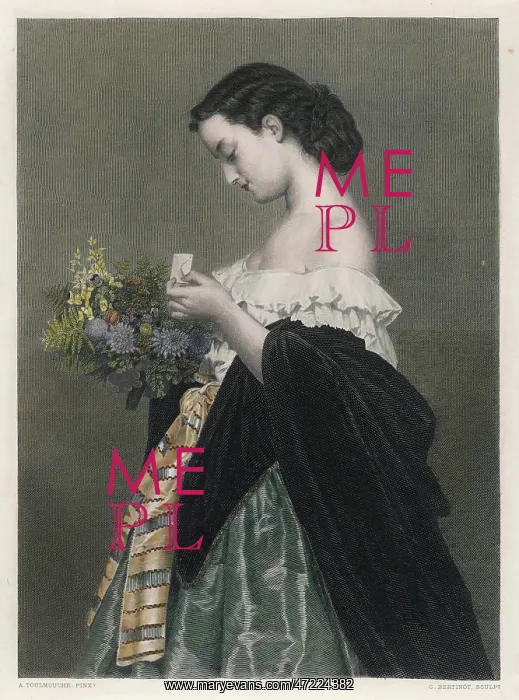 : WOMAN & BOUQUET 1850 : WOMAN & BOUQUET 1850