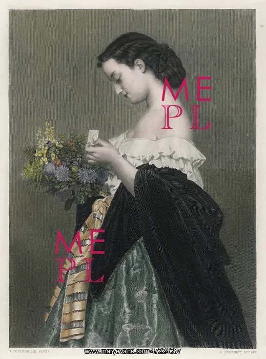 : WOMAN & BOUQUET 1850 : WOMAN & BOUQUET 1850