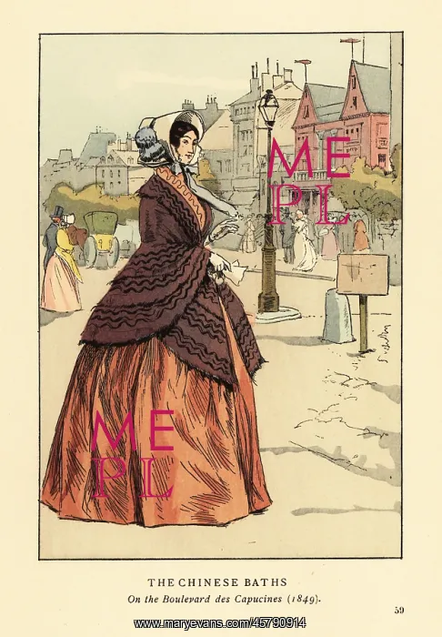 : Woman in front of the Chinese Baths, Paris, 1849 : Woman in front of the Chinese Baths, Paris, 1849