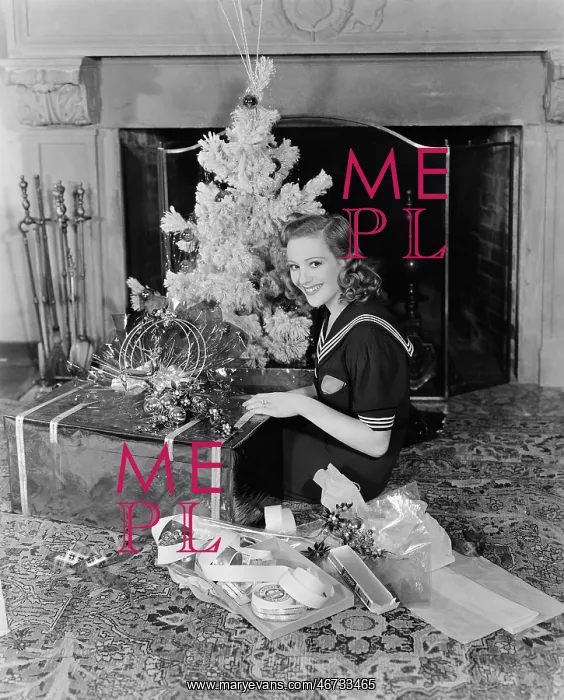 : Woman with Christmas decorations : Woman with Christmas decorations