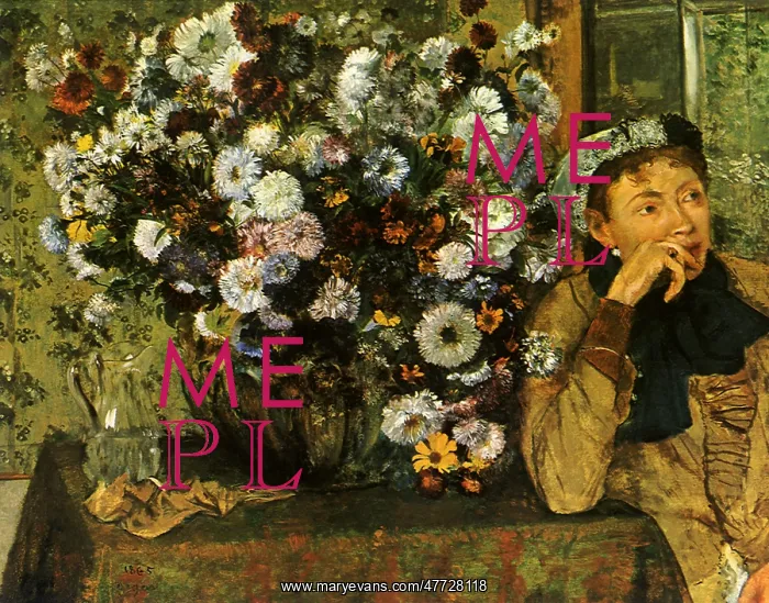  : A Woman with Chrysanthemums, by Degas