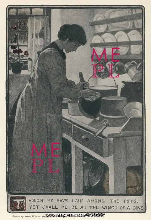 : WOMAN CLEANS PANS 1903 : WOMAN CLEANS PANS 1903