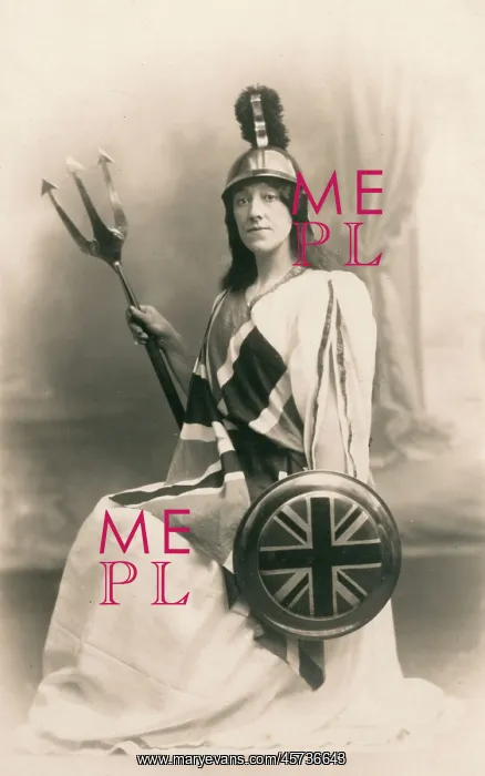 : A woman in the costume of Britannia : A woman in the costume of Britannia