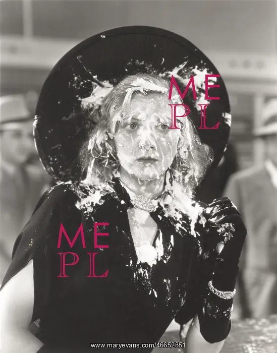 : Woman with cream pie thrown in her face : Woman with cream pie thrown in her face