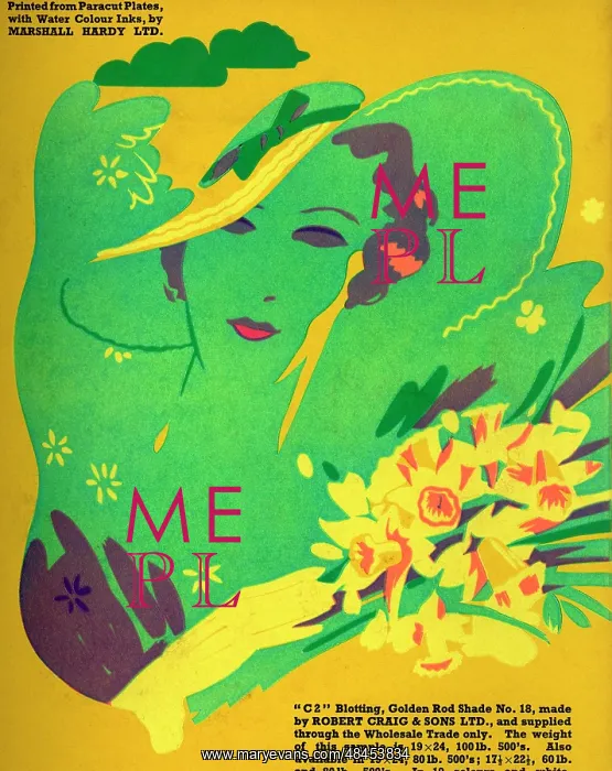  : Woman with daffodils in Art Deco style