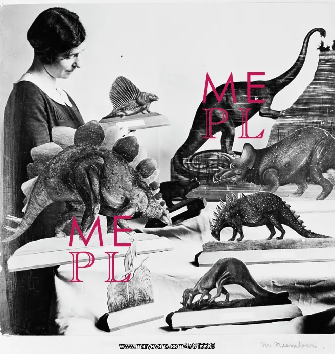 : Woman with dinosaur models, 1926 : Woman with dinosaur models, 1926