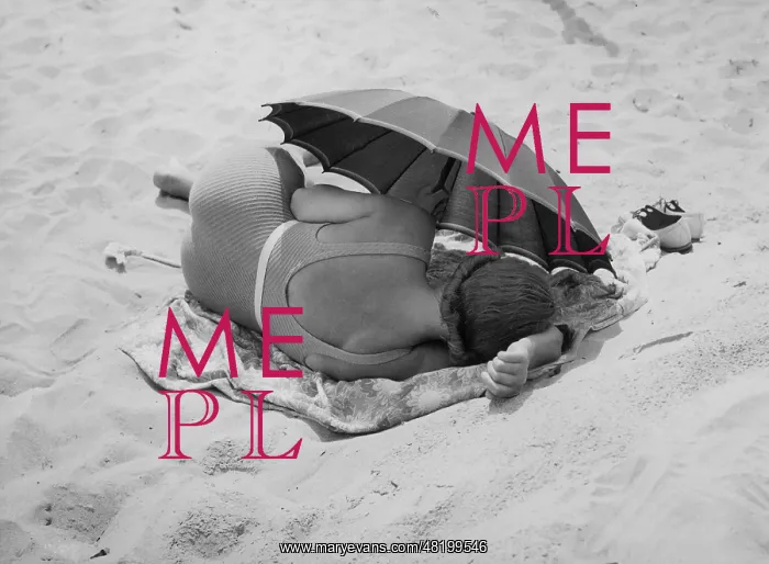 : Woman dozing on the beach, 1938 : Woman dozing on the beach, 1938