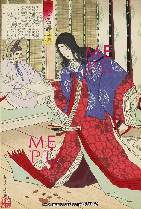 : Woman dropping a sake cup in front of her master : Woman dropping a sake cup in front of her master