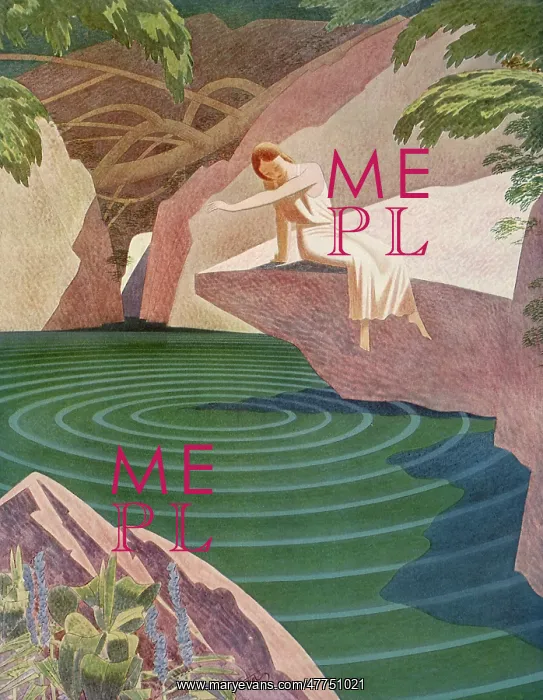 : Woman drops Stone in Pond : Woman drops Stone in Pond