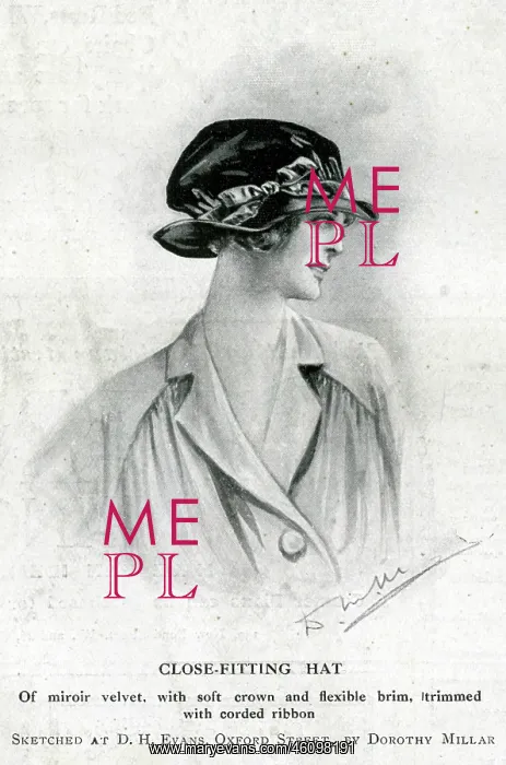 : Woman in elegant close-fitting hat : Woman in elegant close-fitting hat