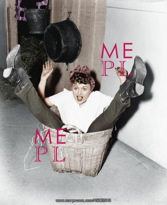 : Woman falling into basket : Woman falling into basket