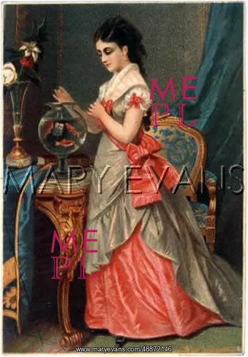 : WOMAN AND HER GOLDFISH : WOMAN AND HER GOLDFISH