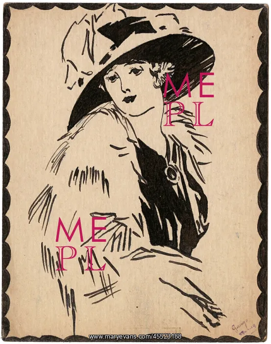 : Woman in a hat by George Ranstead : Woman in a hat by George Ranstead