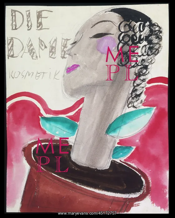 : Woman head in plant pot : Woman head in plant pot