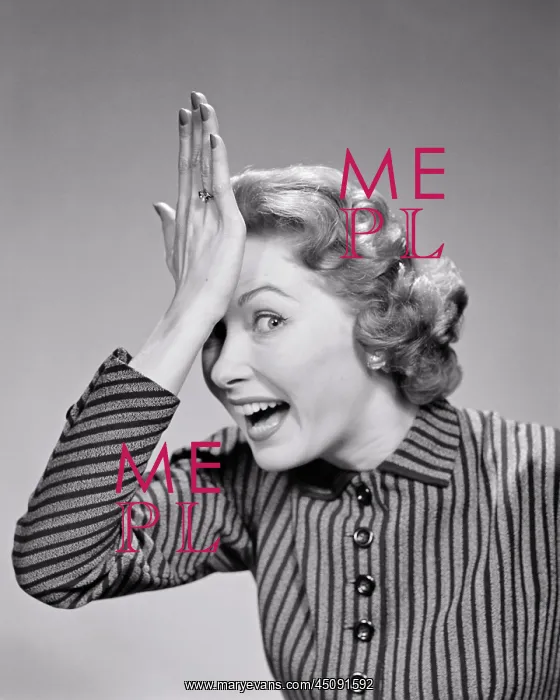 : Woman Hitting Forehead with Heel of Hand As If : Woman Hitting Forehead with Heel of Hand As If