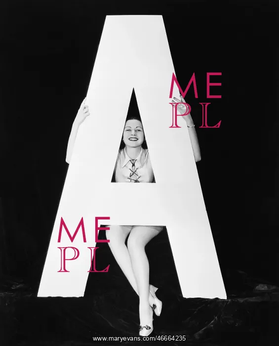 : Woman with huge letter A : Woman with huge letter A