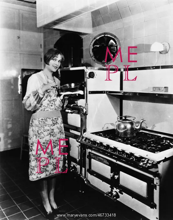  : Woman with large stove