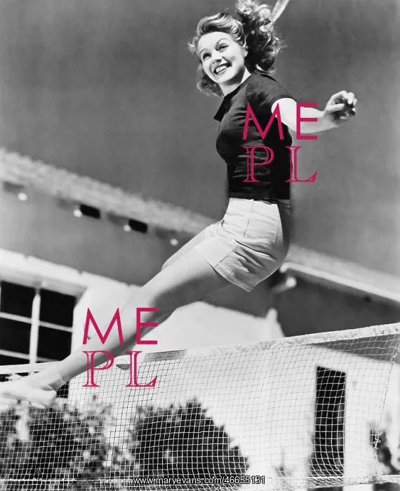 : Woman leaping over a tennis net : Woman leaping over a tennis net