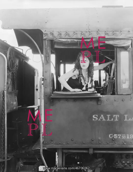 : Woman looking out train window