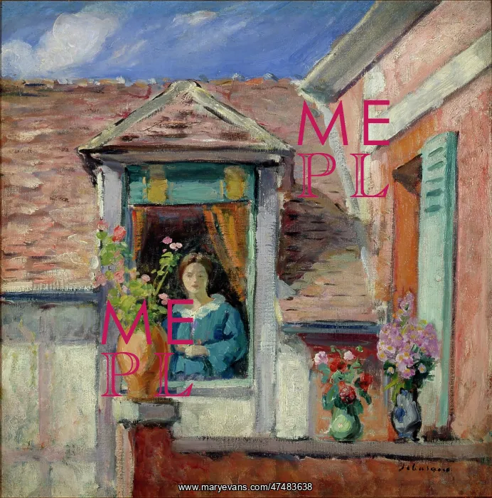 : Woman looking out of a window : Woman looking out of a window