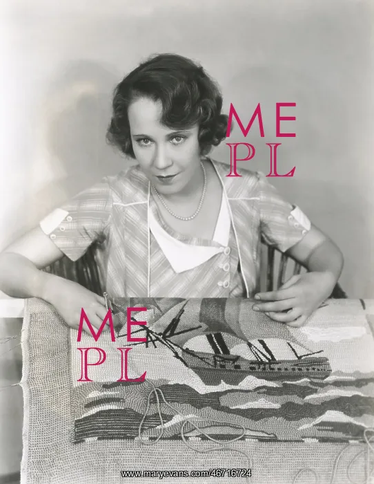  : Woman making a hooked rug