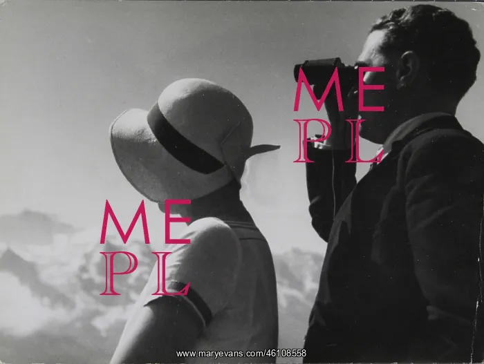 : A woman and a man with binoculars : A woman and a man with binoculars