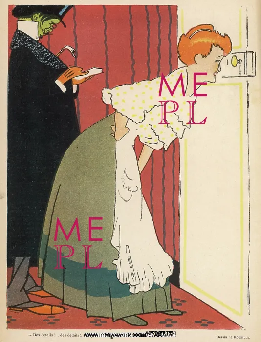 : Woman peeping through the keyhole 1905 : Woman peeping through the keyhole 1905