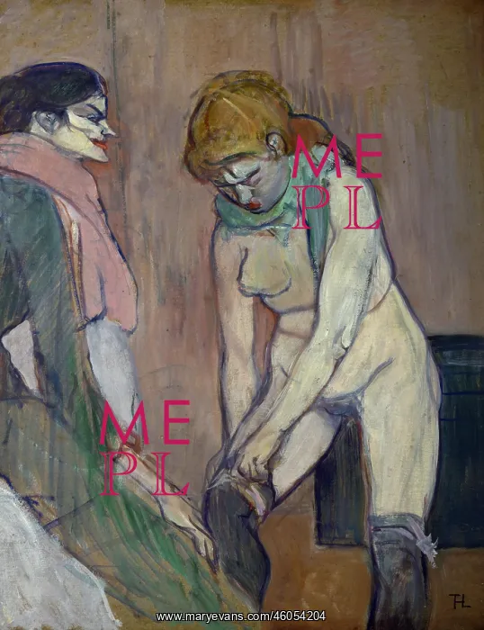 : Woman Pulling on her Stockings : Woman Pulling on her Stockings