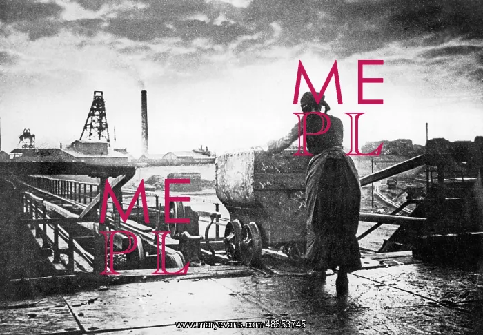 : Woman pushing a skip from a mine, 1904 : Woman pushing a skip from a mine, 1904