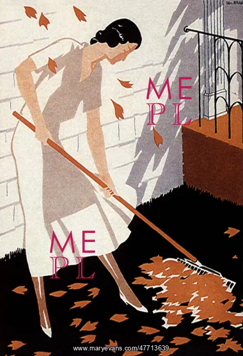  : Woman Raking Leaves