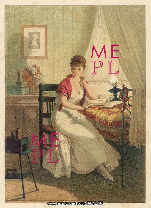 : Woman reading a book in her bedroom : Woman reading a book in her bedroom