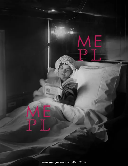 : Woman reads in an electric-lighted berth on : Woman reads in an electric-lighted berth on