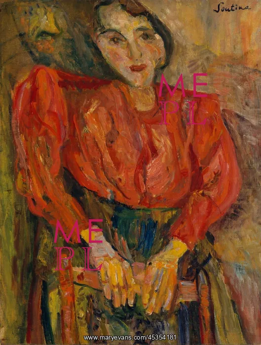 : Woman in Red Blouse, by Chaim Soutine, 1919, Russian : Woman in Red Blouse, by Chaim Soutine, 1919, Russian