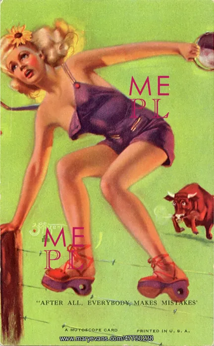  : Woman running from Bull