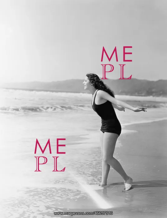 : Woman running into the water at the beach : Woman running into the water at the beach