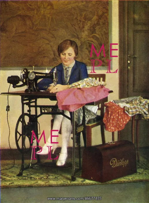 : Woman with sewing machine : Woman with sewing machine