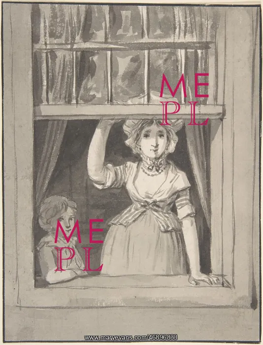 : A Woman Standing at an Open Sash Window, a Small : A Woman Standing at an Open Sash Window, a Small