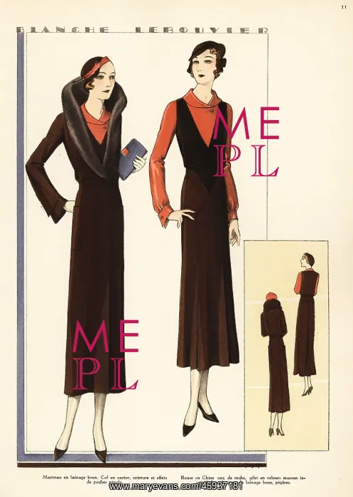 : Woman in suit and coat of brown wool by Blanche : Woman in suit and coat of brown wool by Blanche