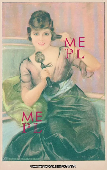  : Woman on the telephone, postcard