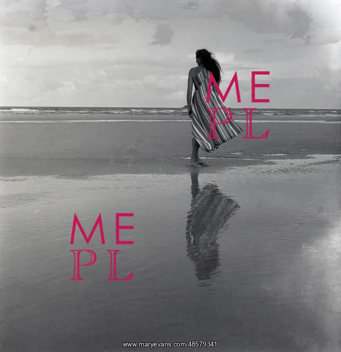 : Woman on a twilight beach : Woman on a twilight beach
