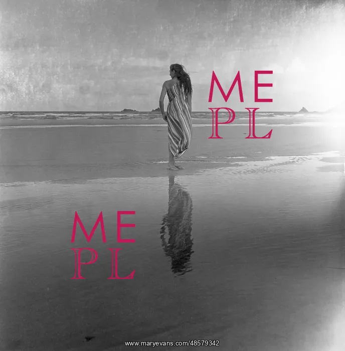 : Woman on a twilight beach : Woman on a twilight beach