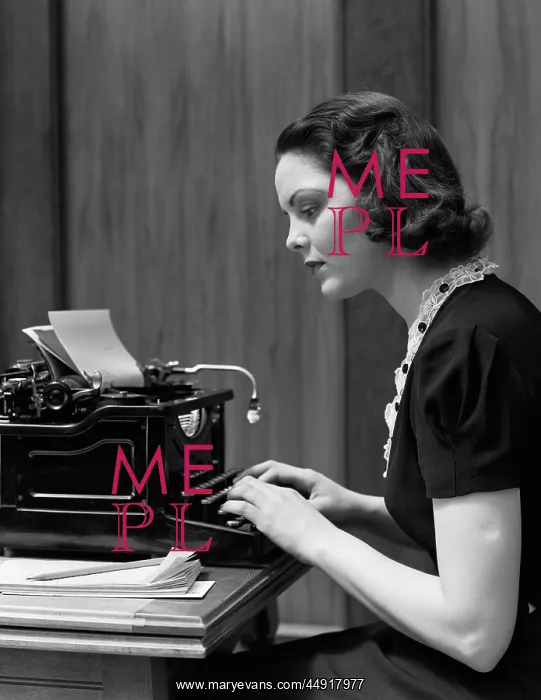 : Woman typing on underwood typewriter : Woman typing on underwood typewriter