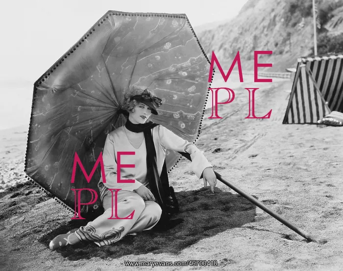 : Woman with umbrella at beach : Woman with umbrella at beach