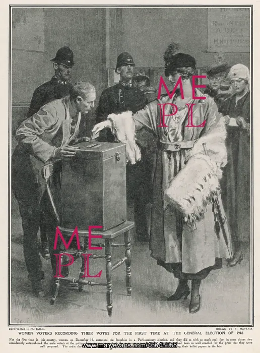 : Woman voting for the first time 1918 : Woman voting for the first time 1918