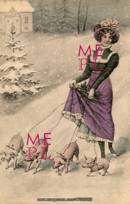  : Woman Walking Pigs
