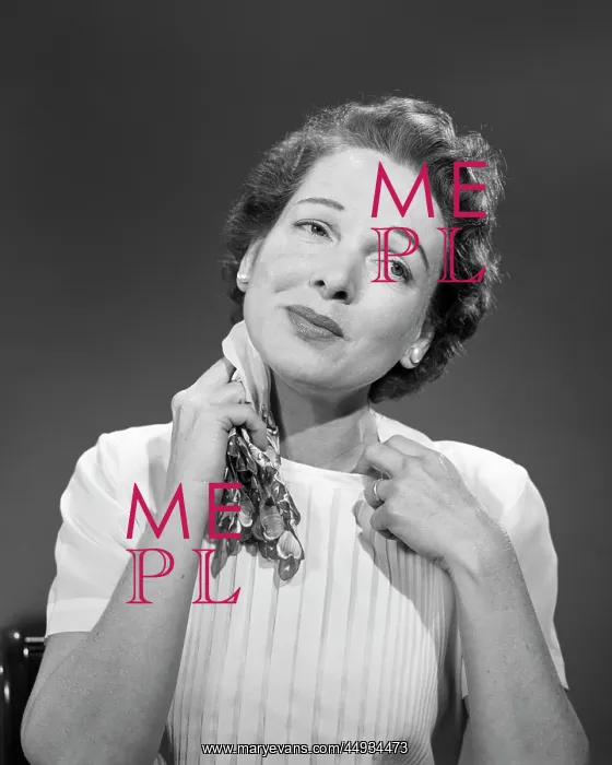 : Woman Too Warm - Sweating - Pulling at Collar of Blouse : Woman Too Warm - Sweating - Pulling at Collar of Blouse